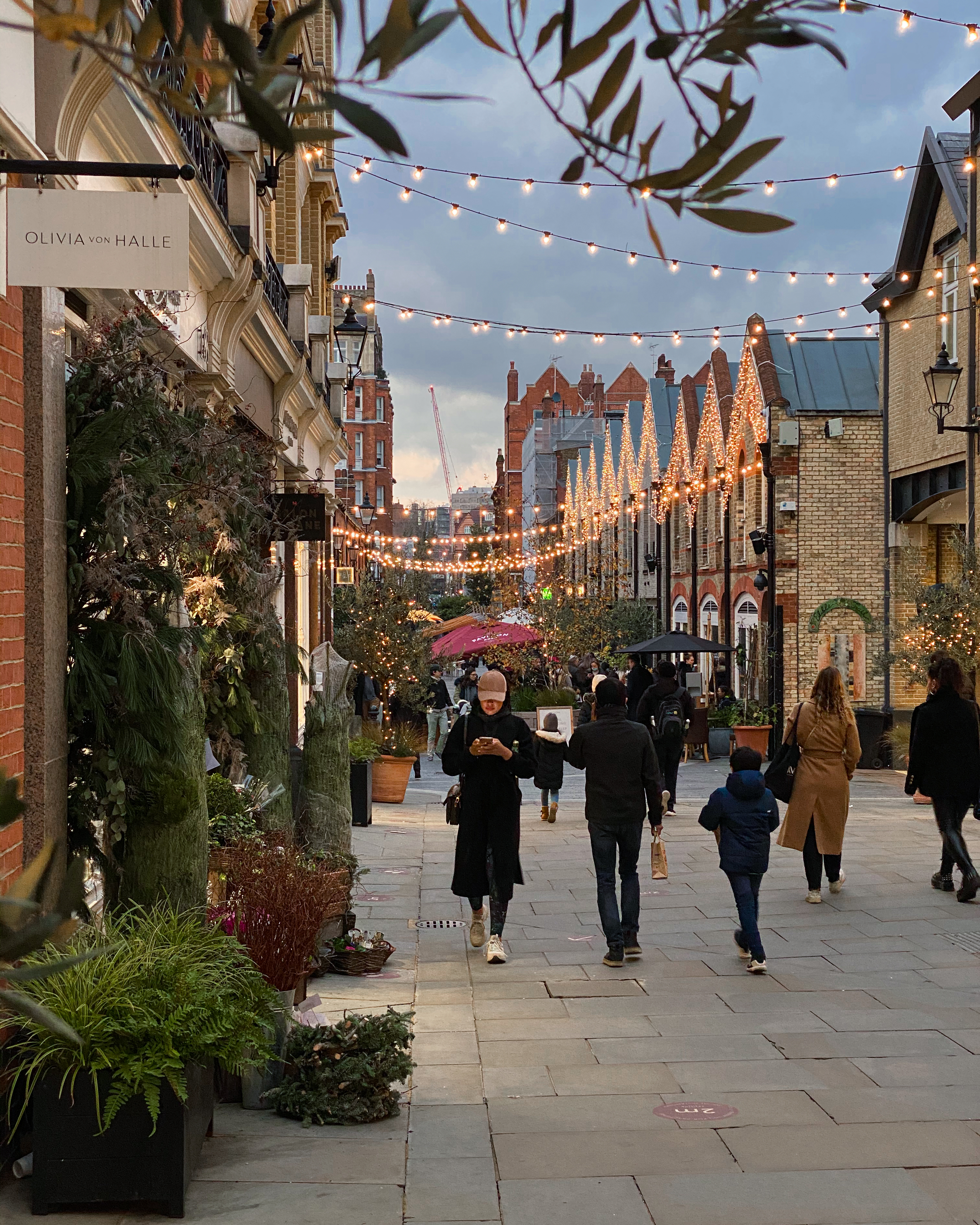 Pavilion Road in London during Christmas