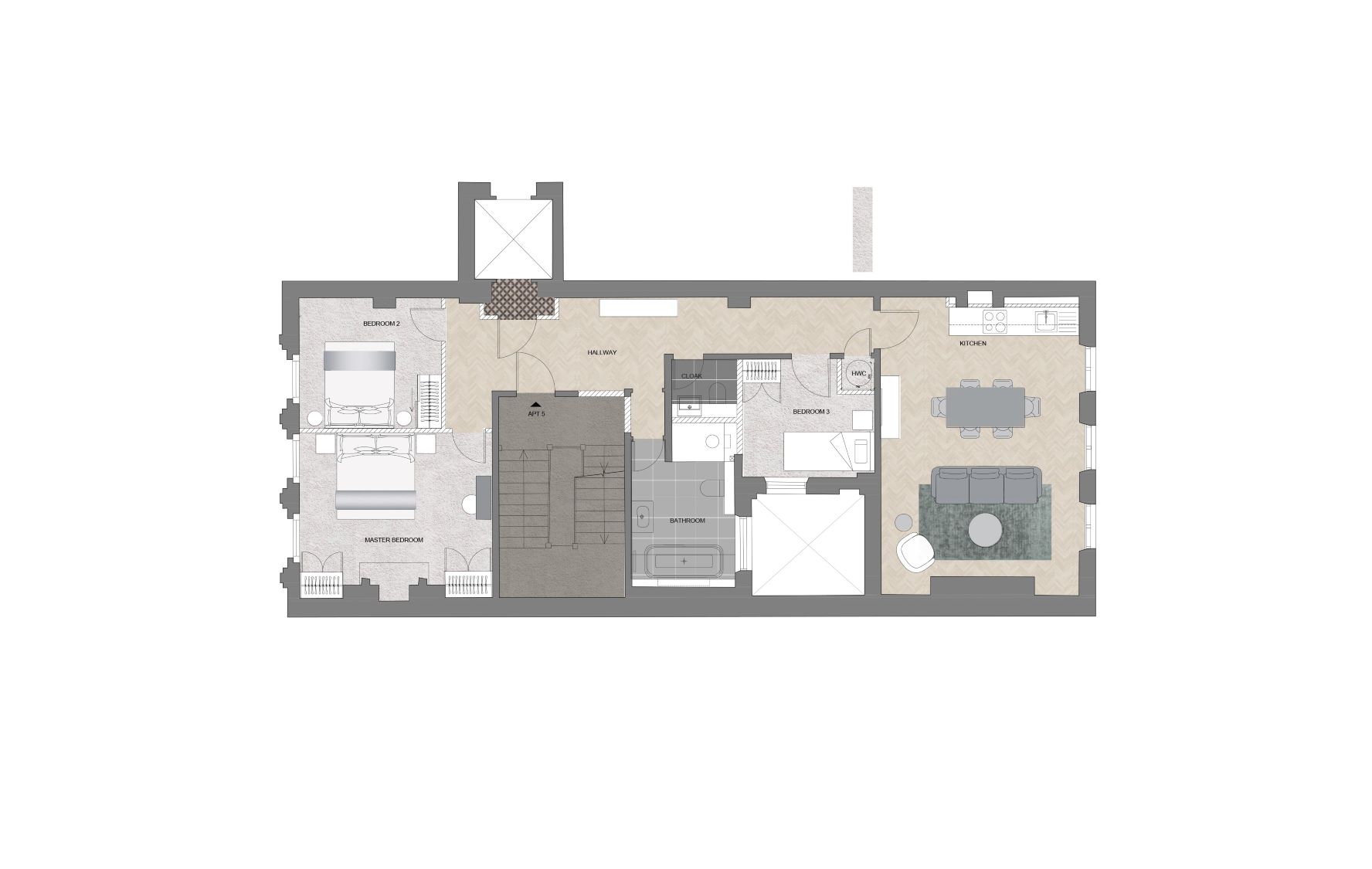 Floor plan of Apartment 3 at 11 Cadogan Gardens