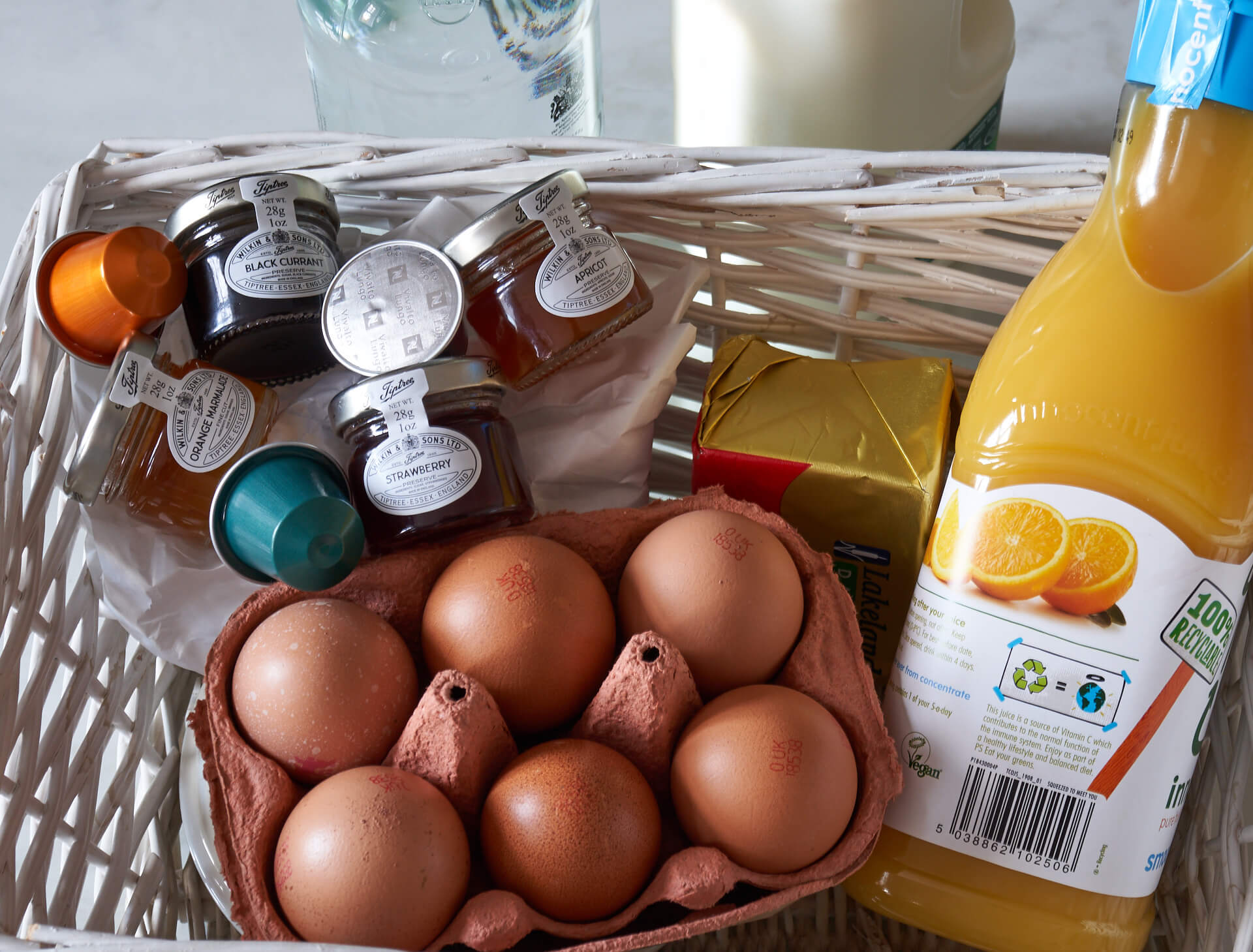 Breakfast hamper inside apartment at 11 Cadogan Gardens