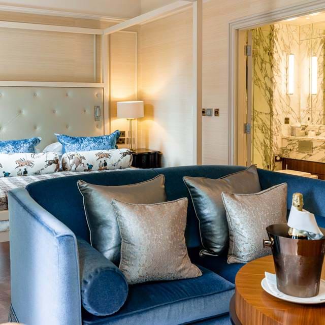 View of the couch and bed of the Junior Suite at 11 Cadogan Gardens