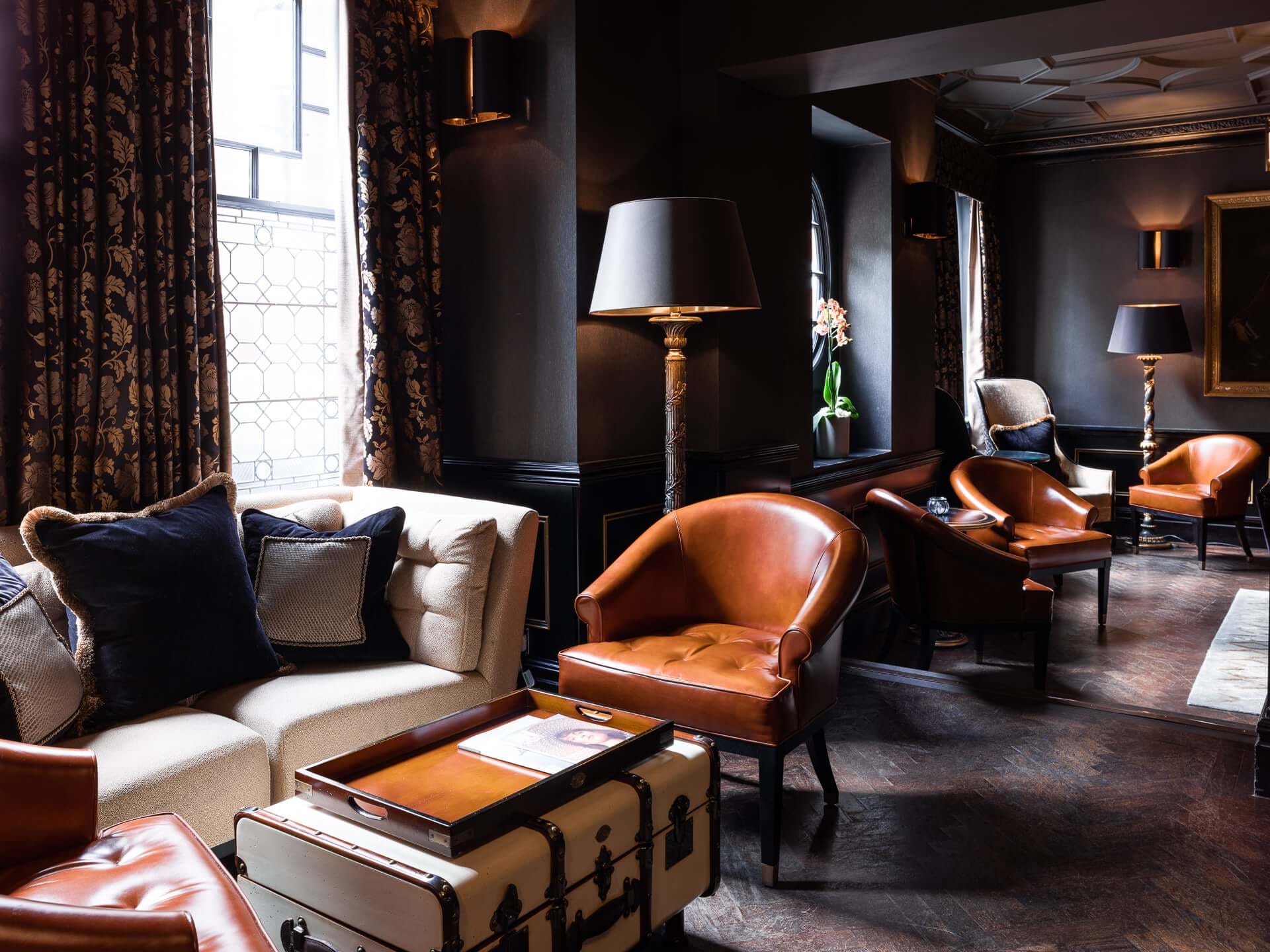 Seating area inside the Chelsea Bar at 11 Cadogan Gardens